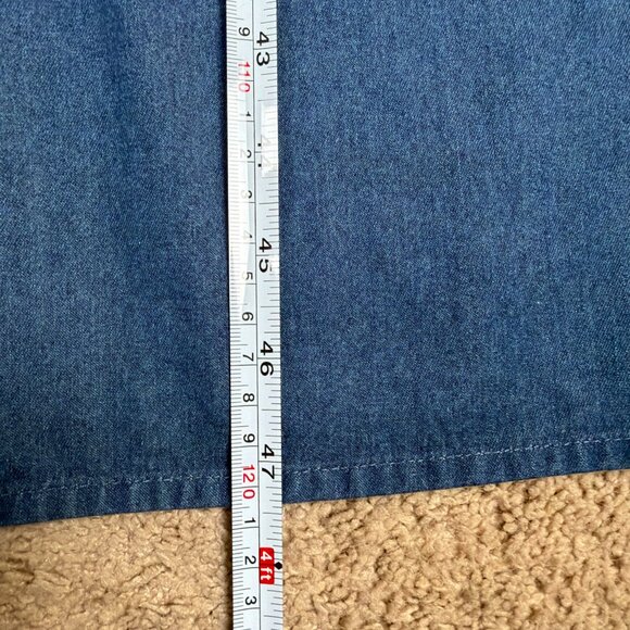 Talbots Petites Maxi Dress Women 10P Blue Denim Button Front Country Prairie Vtg - Picture 6 of 8